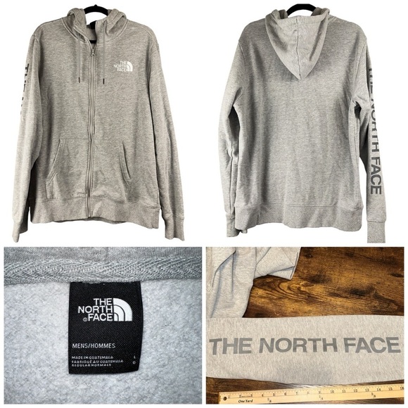 The North Face Mens Large Hooded Sweatshirt Comfy Y2K Jacket Graphic Sleeve - Picture 1 of 9